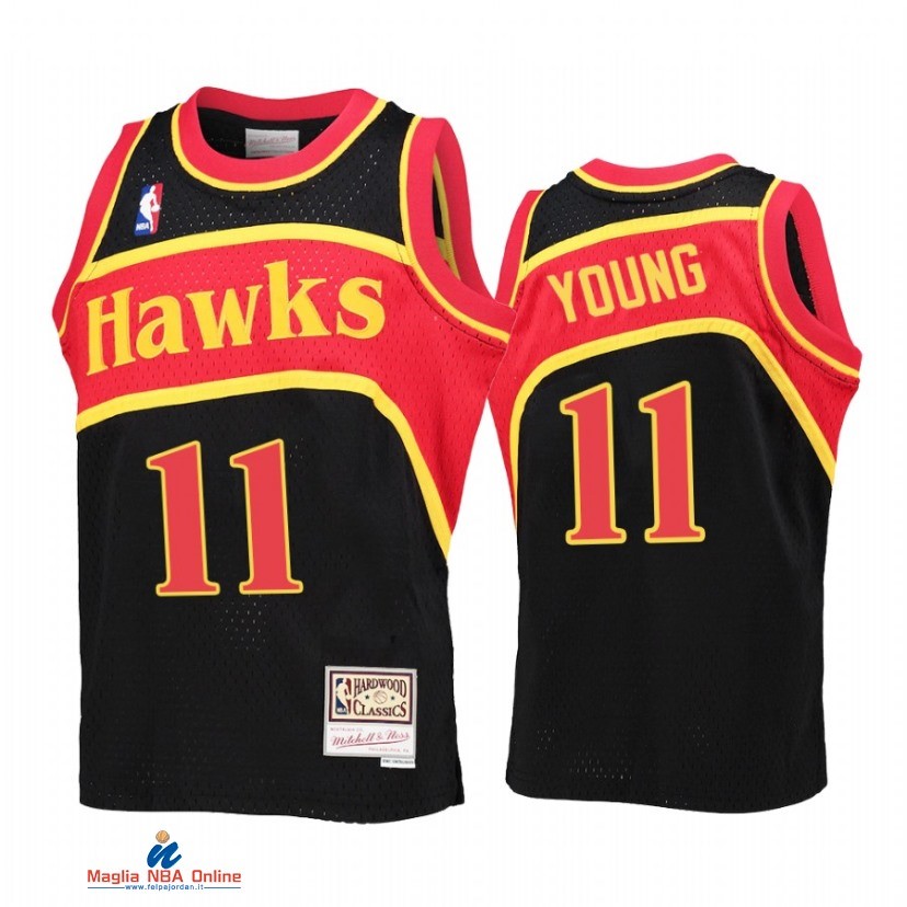 Maglia NBA Bambino Atlanta Hawks NO.11 Trae Young Nero Throwback 2021