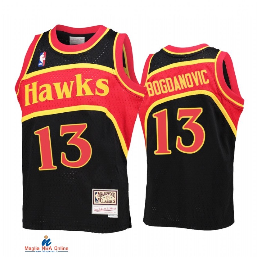 Maglia NBA Bambino Atlanta Hawks NO.13 Bogdan Bogdanovic Nero Throwback 2021