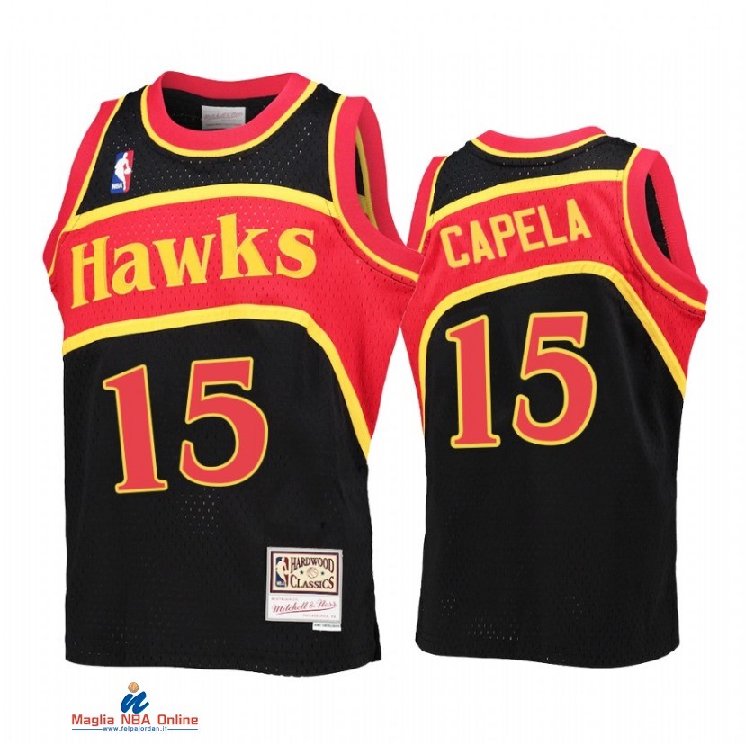 Maglia NBA Bambino Atlanta Hawks NO.15 Clint Capela Nero Throwback 2021