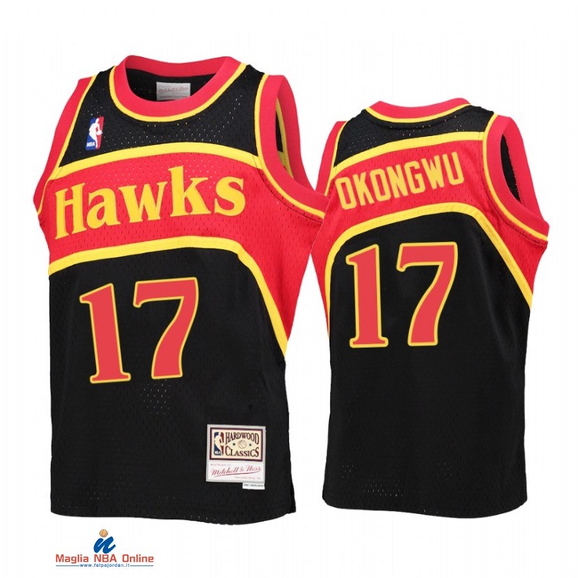 Maglia NBA Bambino Atlanta Hawks NO.17 Onyeka Okongwu Nero Throwback 2021