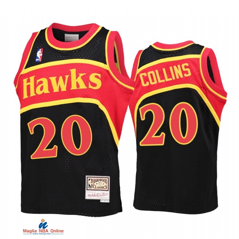Maglia NBA Bambino Atlanta Hawks NO.20 John Collins Nero Throwback 2021