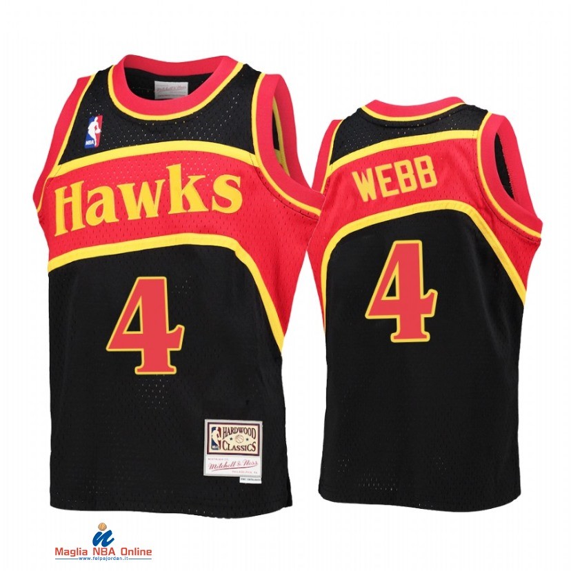 Maglia NBA Bambino Atlanta Hawks NO.4 Spud Webb Nero Throwback 2021