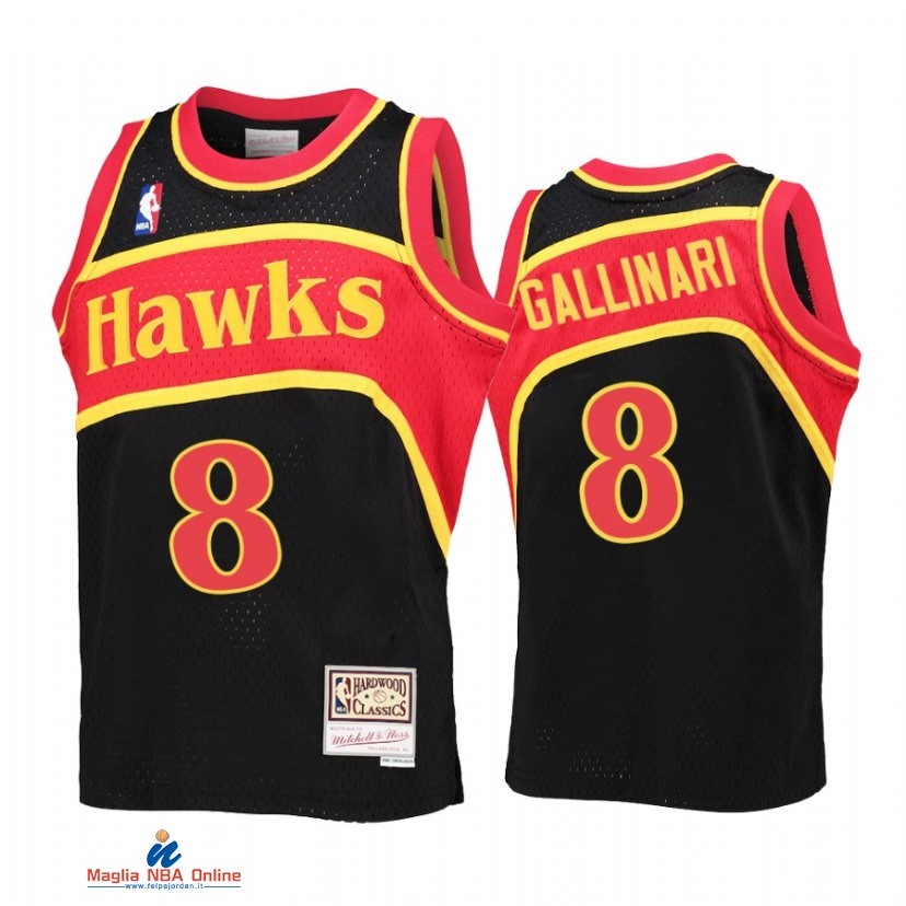 Maglia NBA Bambino Atlanta Hawks NO.8 Danilo Gallinari Nero Throwback 2021