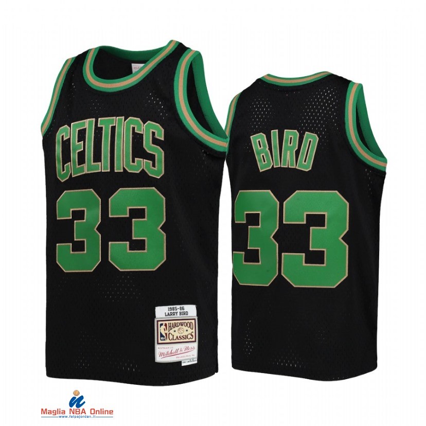 Maglia NBA Bambino Boston Celtics NO.33 Larry Bird Nero Hardwood Classics 2021