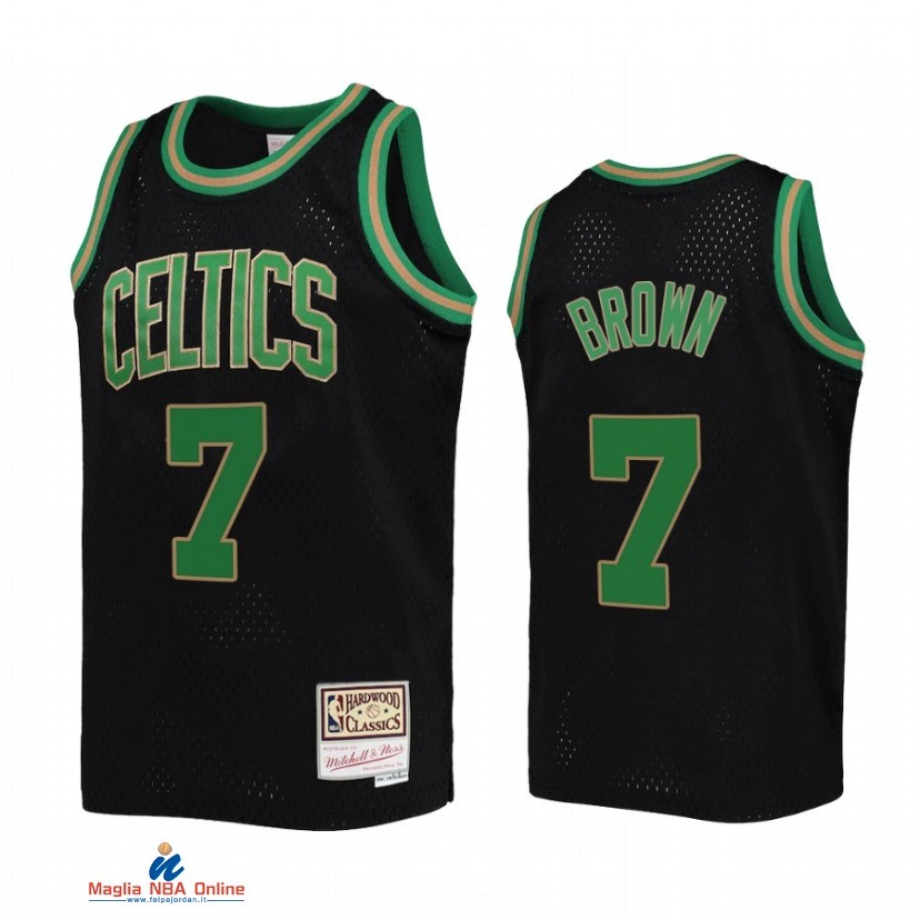 Maglia NBA Bambino Boston Celtics NO.7 Jaylen Brown Nero Hardwood Classics 2021