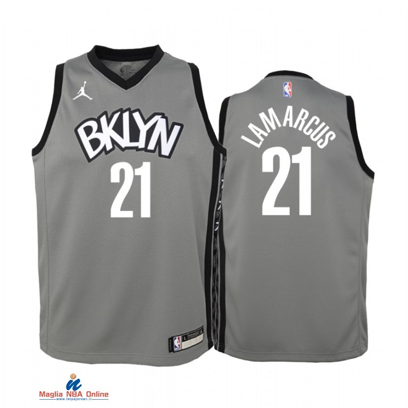 Maglia NBA Bambino Brooklyn Nets NO.21 LaMarcus Aldridge Grigio Statement 2021