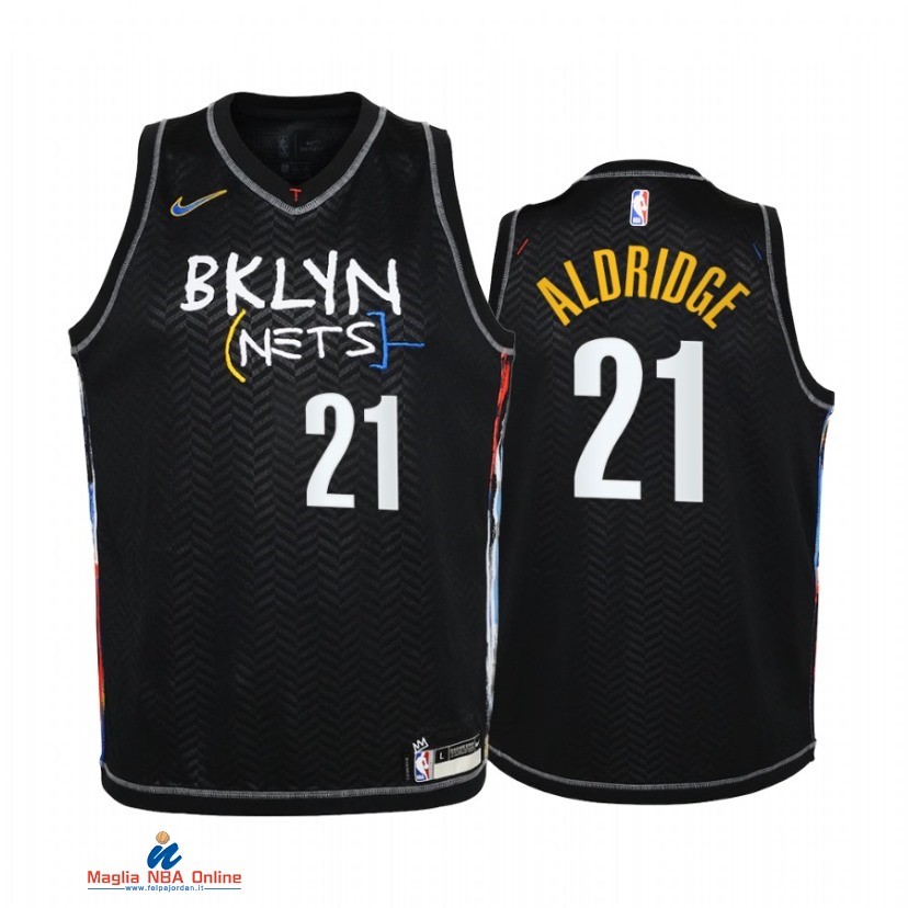 Maglia NBA Bambino Brooklyn Nets NO.21 LaMarcus Aldridge Nero Città 2021