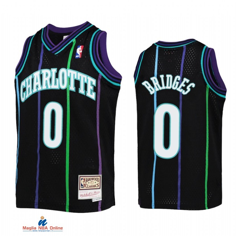 Maglia NBA Bambino Charlotte Hornets NO.0 Miles Bridges Nero Throwback