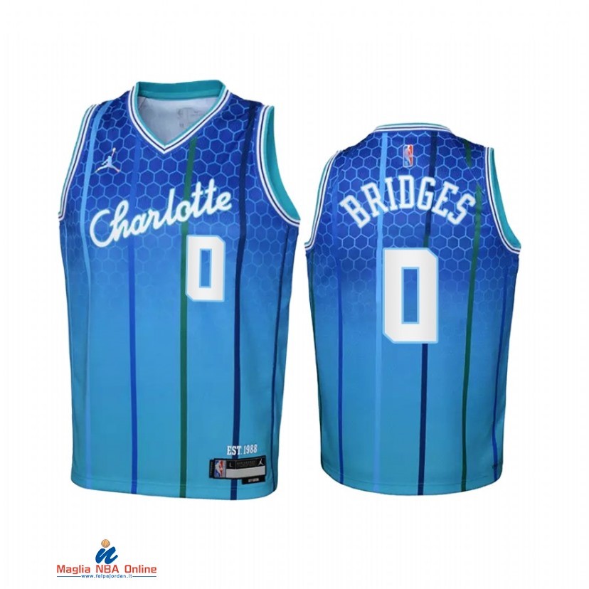 Maglia NBA Bambino Charlotte Hornets NO.0 Miles Bridges Verde Blu 2021