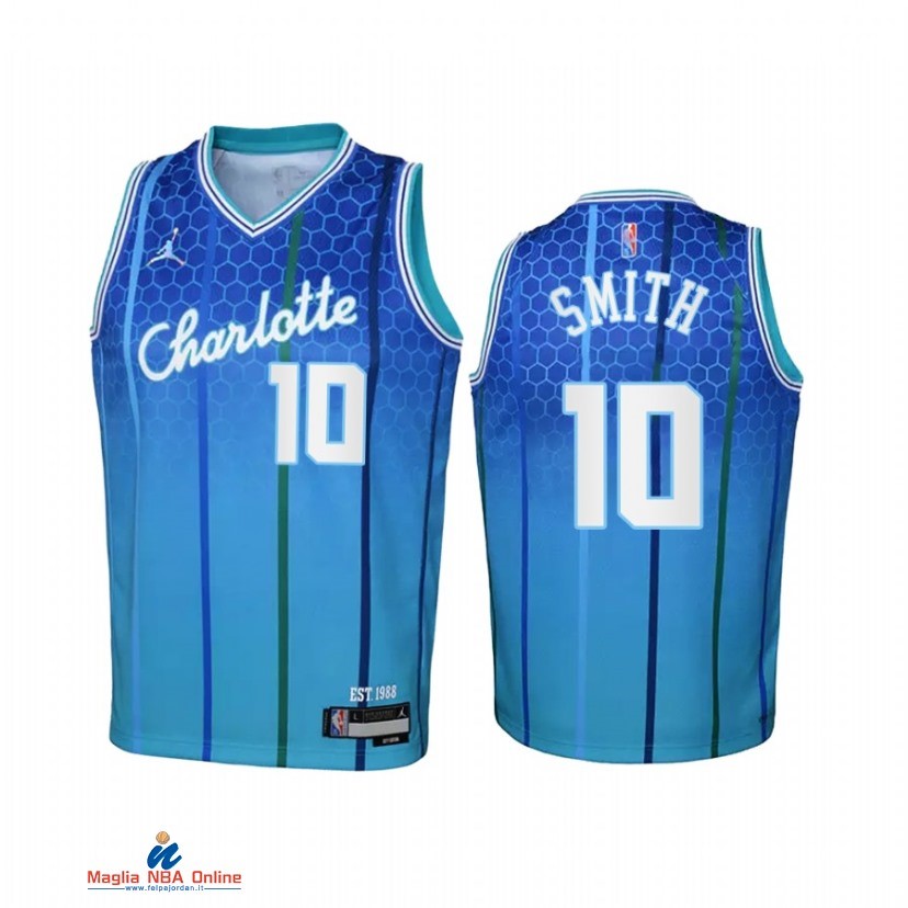 Maglia NBA Bambino Charlotte Hornets NO.10 Ish Smith Verde Blu 2021