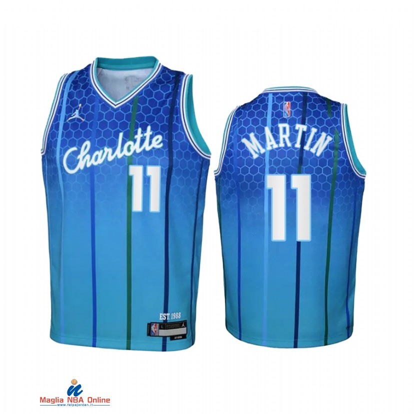 Maglia NBA Bambino Charlotte Hornets NO.11 Cody Martin Verde Blu 2021