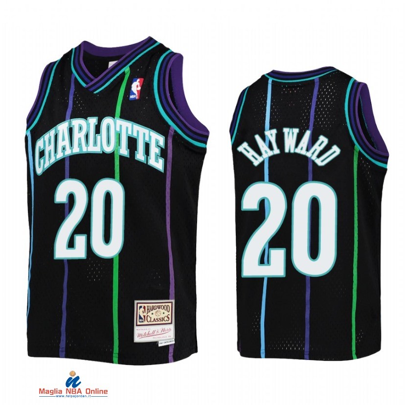 Maglia NBA Bambino Charlotte Hornets NO.20 Gordon Hayward Nero Throwback