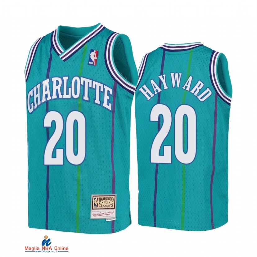 Maglia NBA Bambino Charlotte Hornets NO.20 Gordon Hayward Teal Hardwood Classics 1992-93