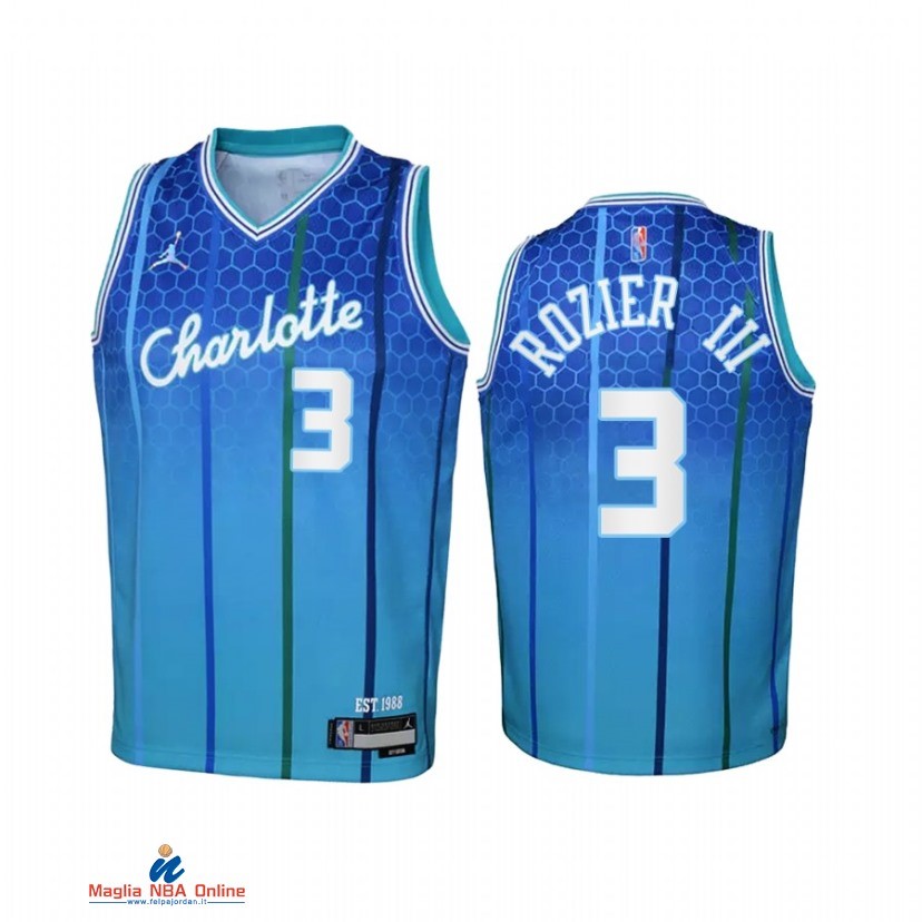 Maglia NBA Bambino Charlotte Hornets NO.3 Terry Rozier III Verde Blu 2021