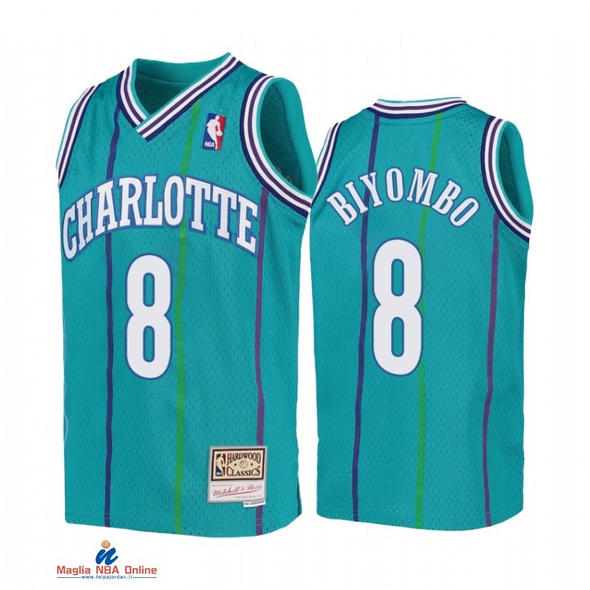 Maglia NBA Bambino Charlotte Hornets NO.8 Bismack Biyombo Teal Hardwood Classics 1992-93