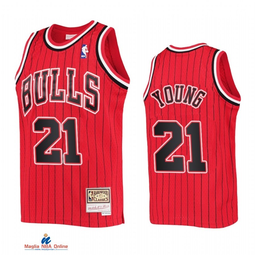 Maglia NBA Bambino Chicago Bulls NO.21 Thaddeus Young Rosso Throwback 2021