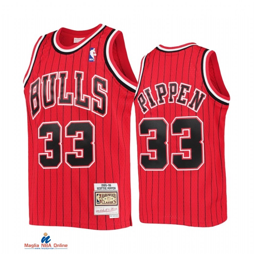 Maglia NBA Bambino Chicago Bulls NO.33 Scottie Pippen Rosso Throwback 2021
