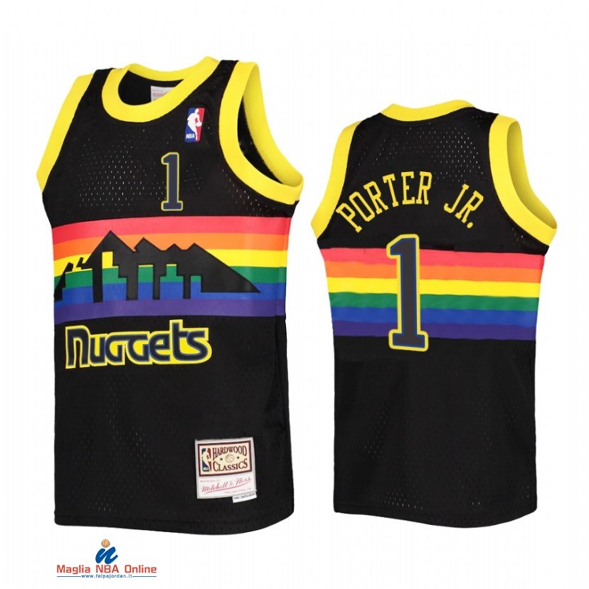 Maglia NBA Bambino Denve Nuggets NO.1 Michael Porter Jr. Nero Hardwood Classics 2021