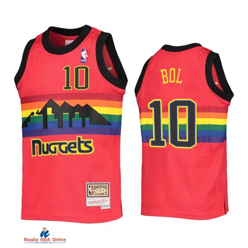 Maglia NBA Bambino Denve Nuggets NO.10 Bol Bol Rosso Throwback 2021