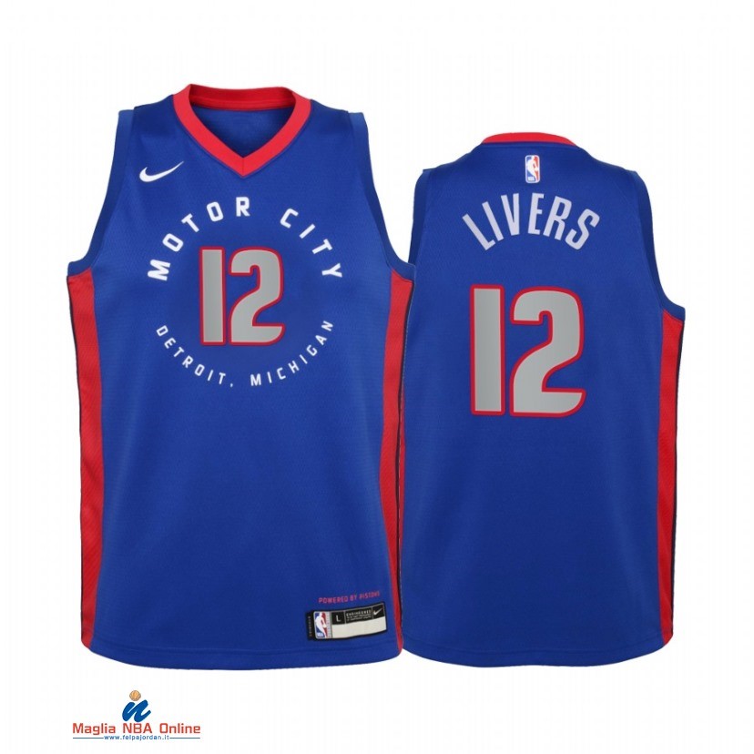 Maglia NBA Bambino Detroit Pistons NO.12 Isaiah Livers Blu Città 2021