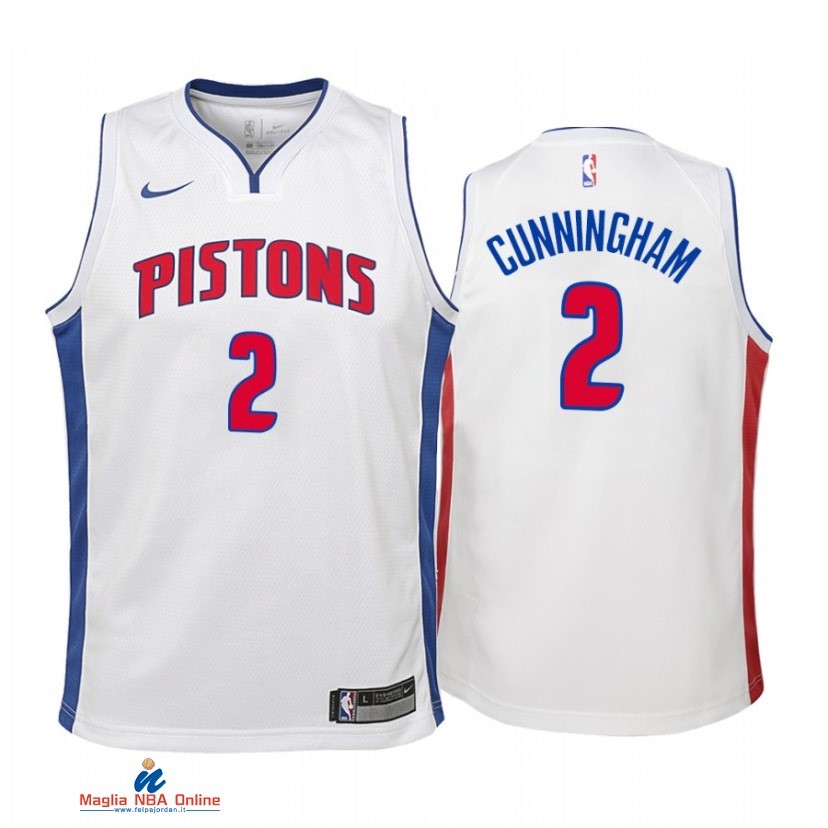 Maglia NBA Bambino Detroit Pistons NO.2 Cade Cunningham Bianco Association 2021