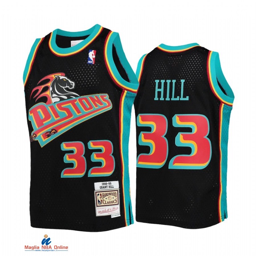 Maglia NBA Bambino Detroit Pistons NO.33 Grant Hill Nero Hardwood Classics