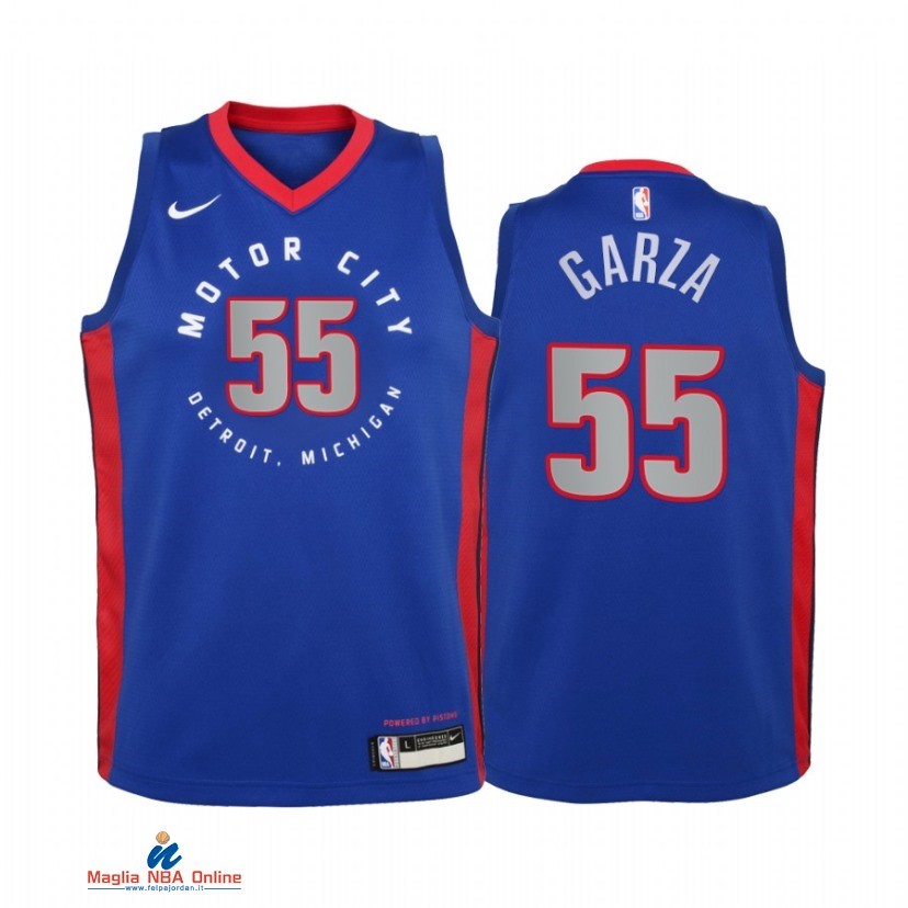 Maglia NBA Bambino Detroit Pistons NO.55 Luka Garza Blu Città 2021