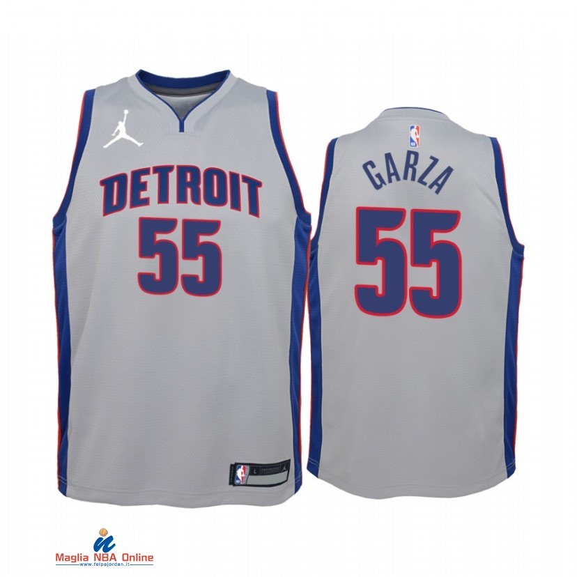 Maglia NBA Bambino Detroit Pistons NO.55 Luka Garza Grigio Statement 2021