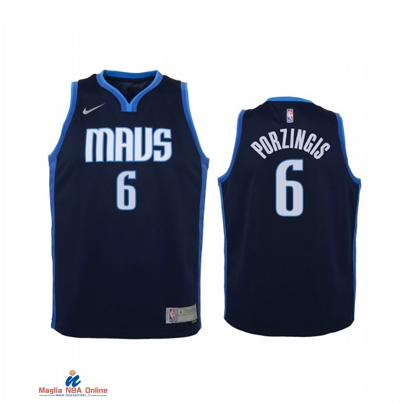 Maglia NBA Bambino Earned Edition Dallas Mavericks NO.6 Kristaps Porzingis Marino 2021