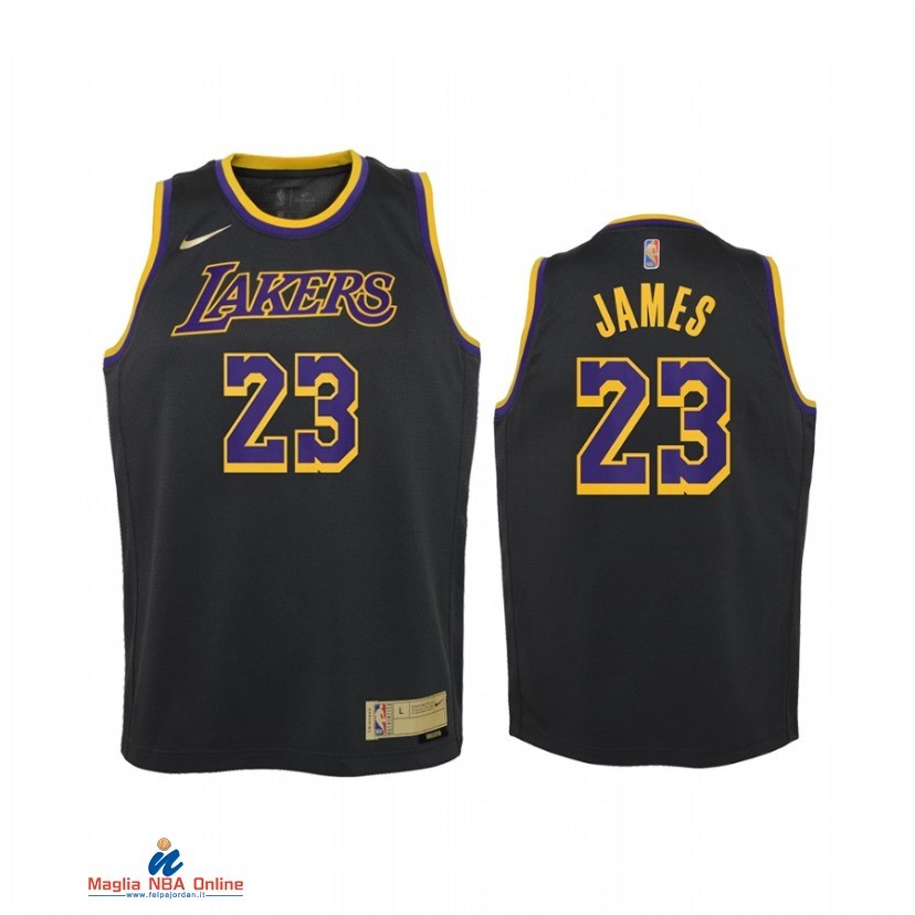 Maglia NBA Bambino Earned Edition Los Angeles Lakers NO.23 LeBron James Nero 2021