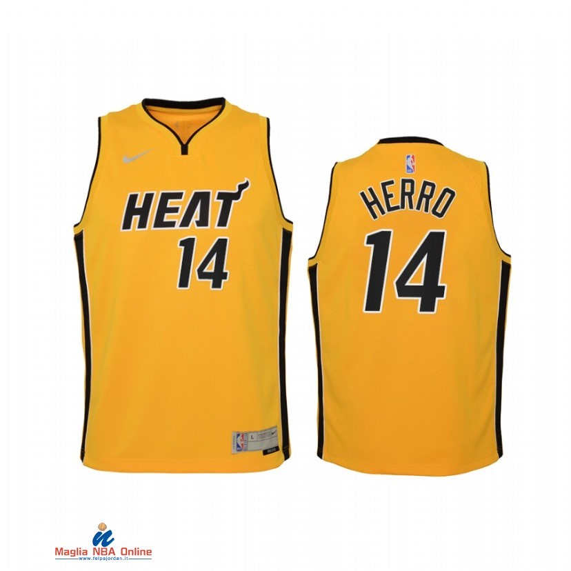 Maglia NBA Bambino Earned Edition Miami Heat NO.14 Tyler Herro Giallo 2021