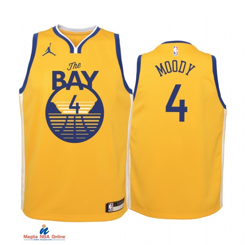 Maglia NBA Bambino Golden State Warriors NO.4 Moses Moody Oro Statement 2021