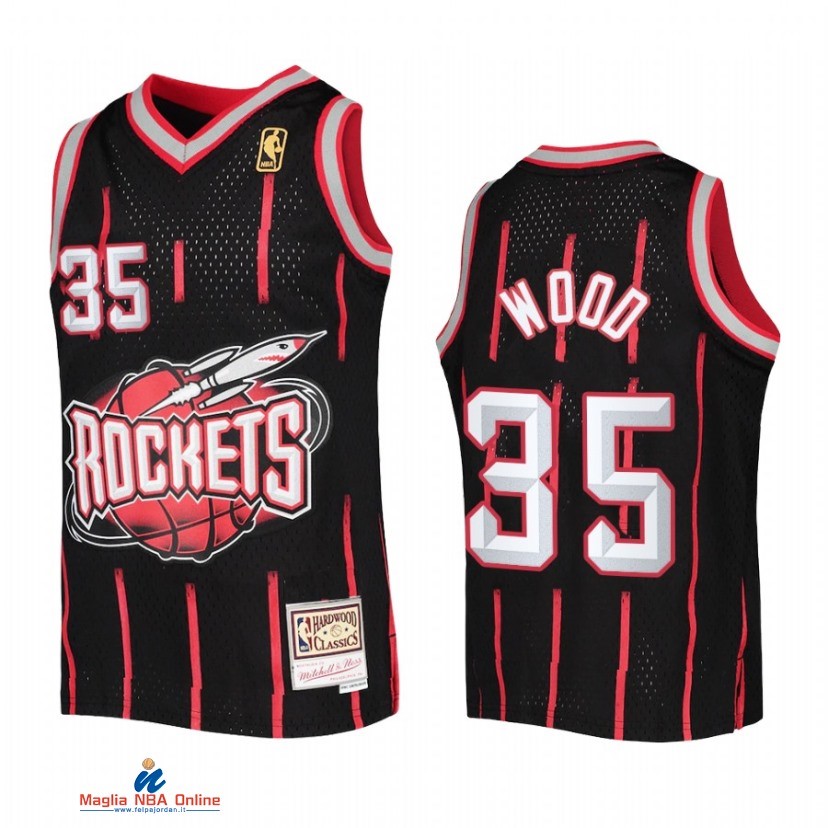 Maglia NBA Bambino Houston Rockets NO.35 Christian Wood Nero Hardwood Classics