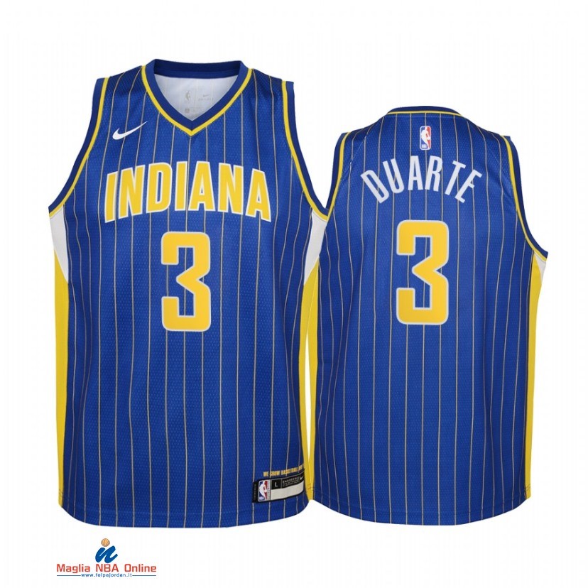 Maglia NBA Bambino Indiana Pacers NO.3 Chris Duarte Blu Città 2021