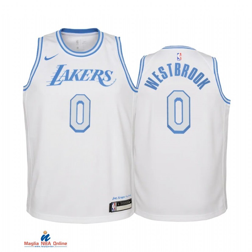 Maglia NBA Bambino Los Angeles Lakers NO.0 Russell Westbrook Bianco Città 2021-22