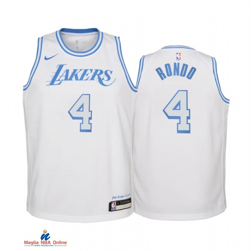 Maglia NBA Bambino Los Angeles Lakers NO.4 Rajon Rondo Bianco Città 2021-22