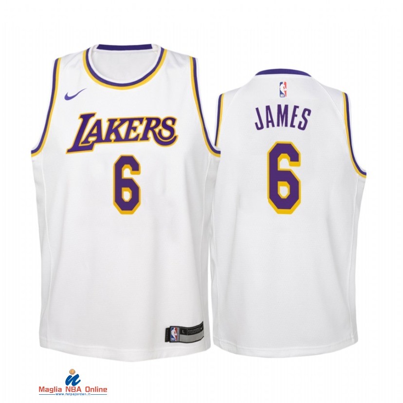 Maglia NBA Bambino Los Angeles Lakers NO.6 LeBron James Bianco Association 2021-22