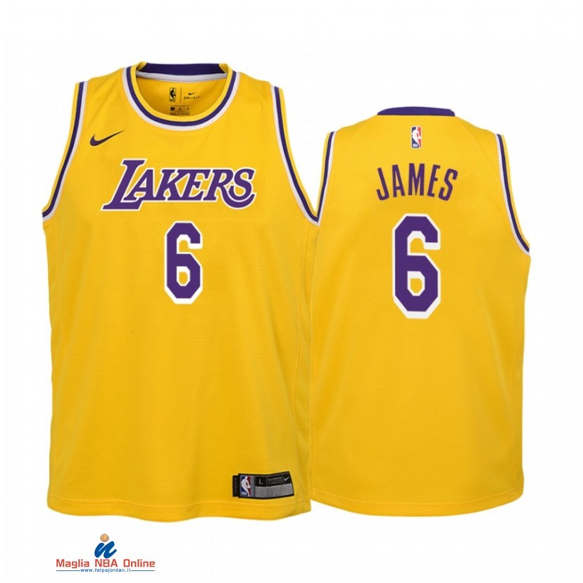 Maglia NBA Bambino Los Angeles Lakers NO.6 LeBron James Oro Icon 2021-22