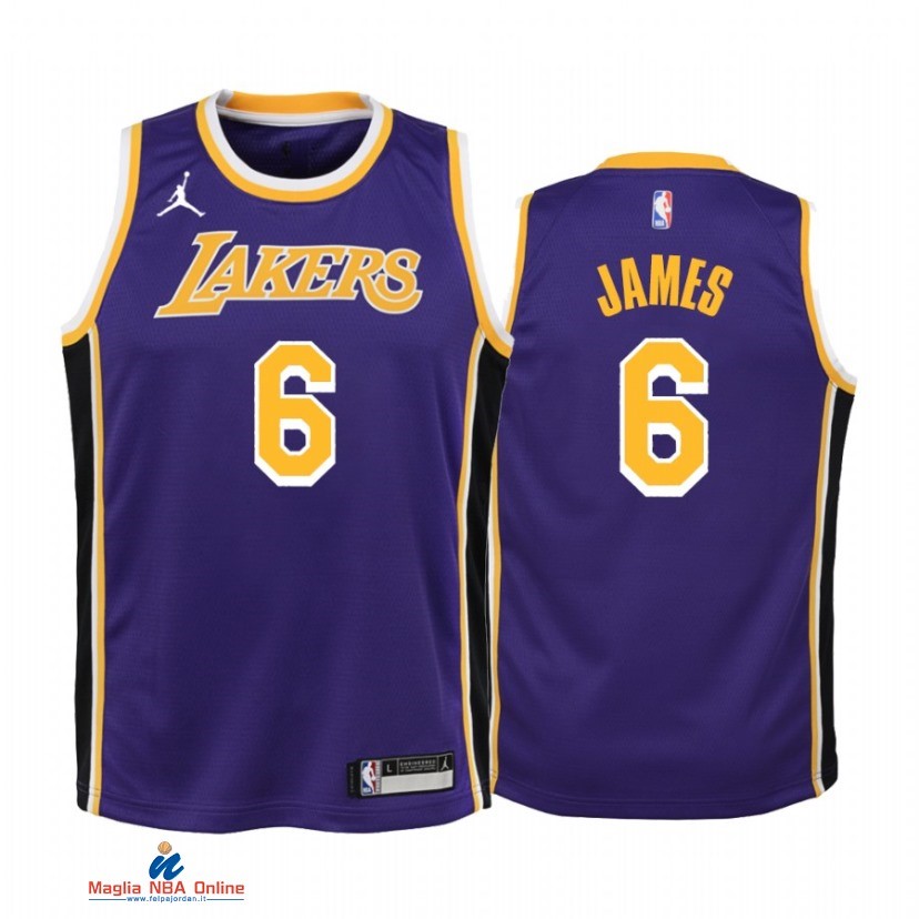 Maglia NBA Bambino Los Angeles Lakers NO.6 LeBron James Porpora Statement 2021-22