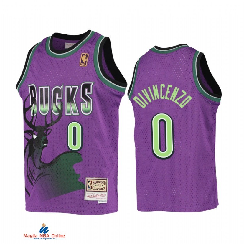 Maglia NBA Bambino Milwaukee Bucks NO.0 Donte DiVincenzo Porpora Hardwood Classics