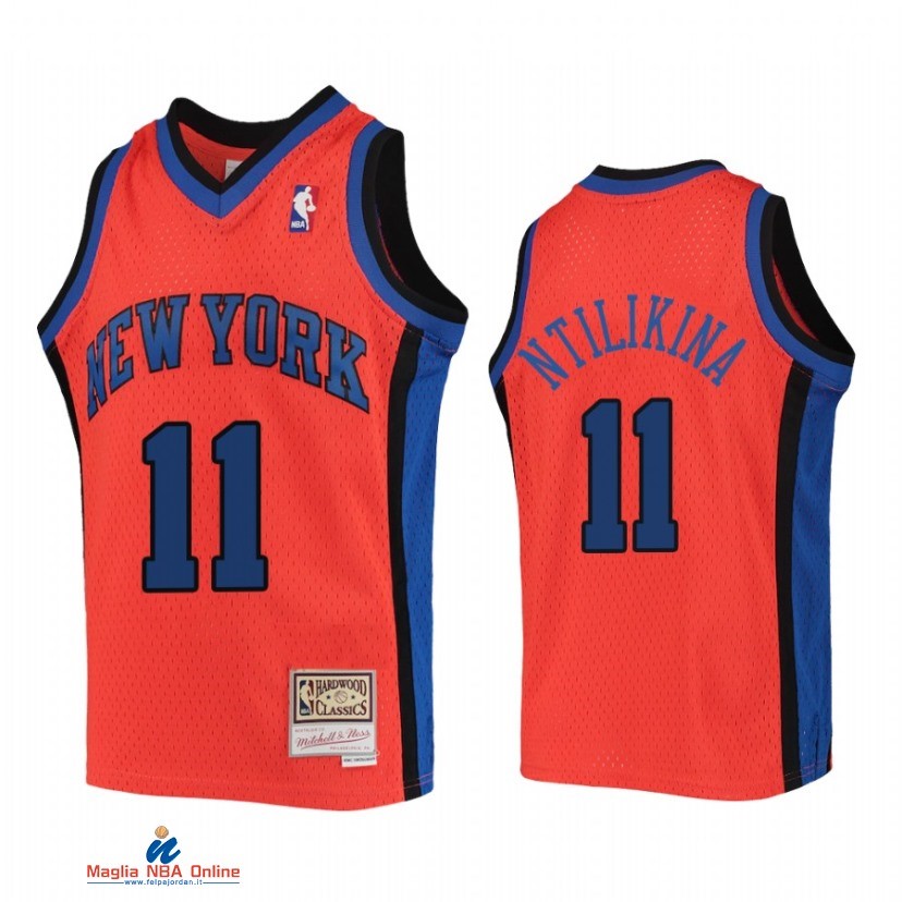 Maglia NBA Bambino New York Knicks NO.11 Frank Ntilikina Arancia Hardwood Classics