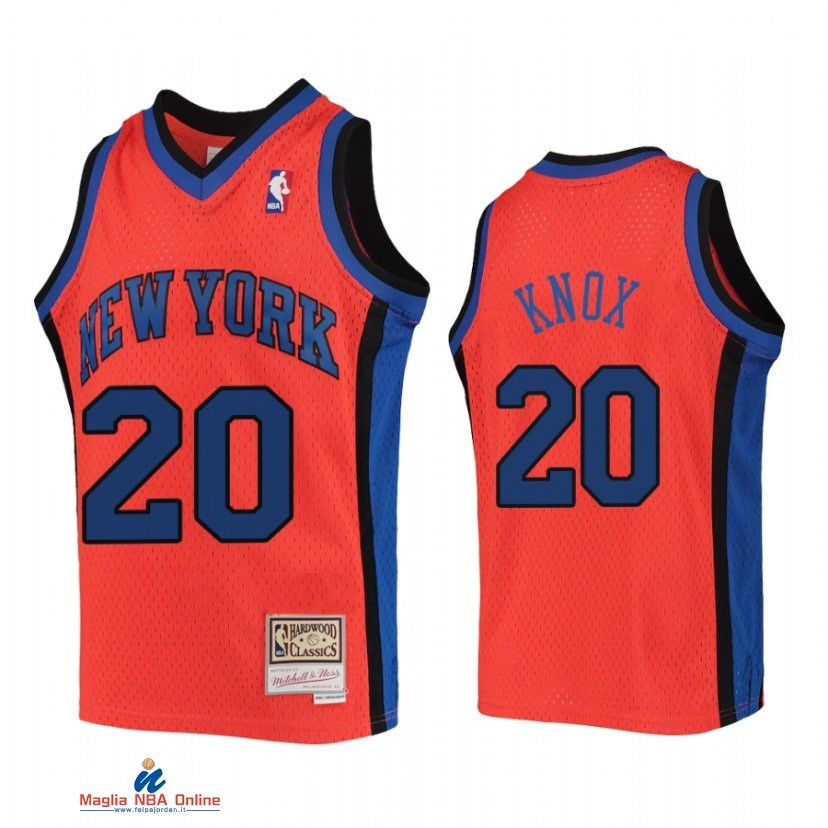 Maglia NBA Bambino New York Knicks NO.20 Kevin Knox Arancia Hardwood Classics