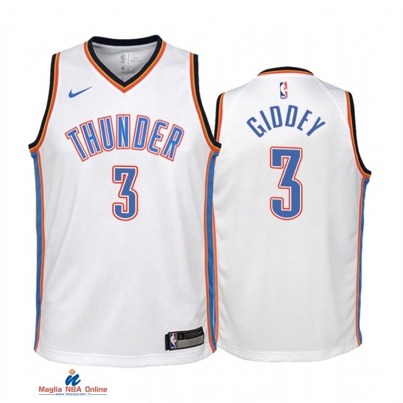 Maglia NBA Bambino Oklahoma City Thunder NO.3 Josh Giddey Bianco Association 2021