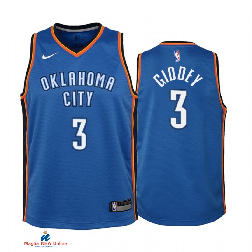 Maglia NBA Bambino Oklahoma City Thunder NO.3 Josh Giddey Blu Icon 2021