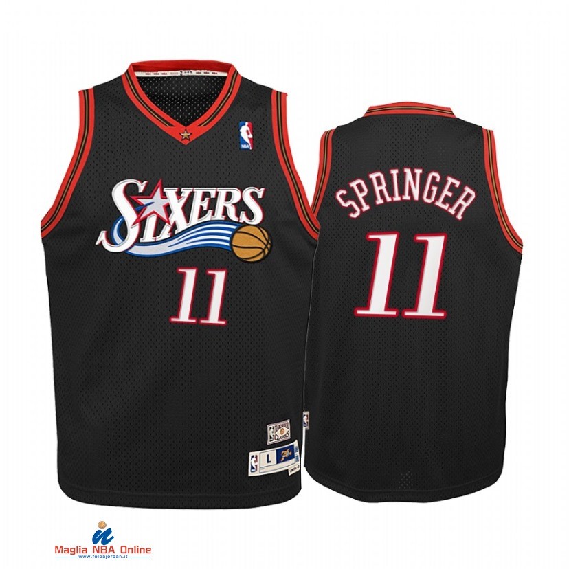 Maglia NBA Bambino Philadelphia 76ers NO.11 Jaden Springer Nero 2021