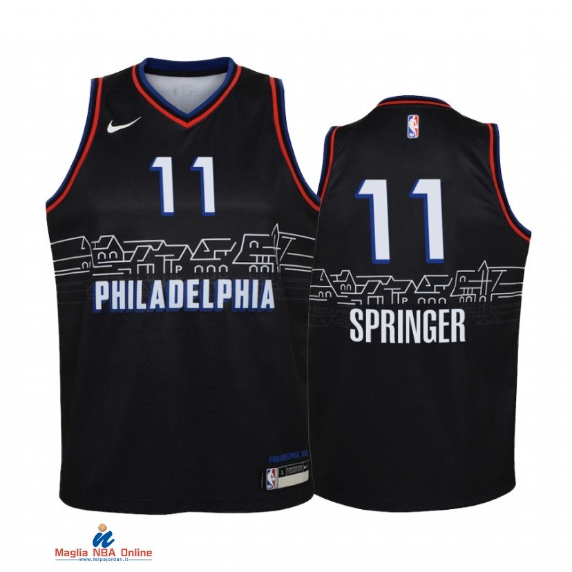 Maglia NBA Bambino Philadelphia 76ers NO.11 Jaden Springer Nero Città 2021