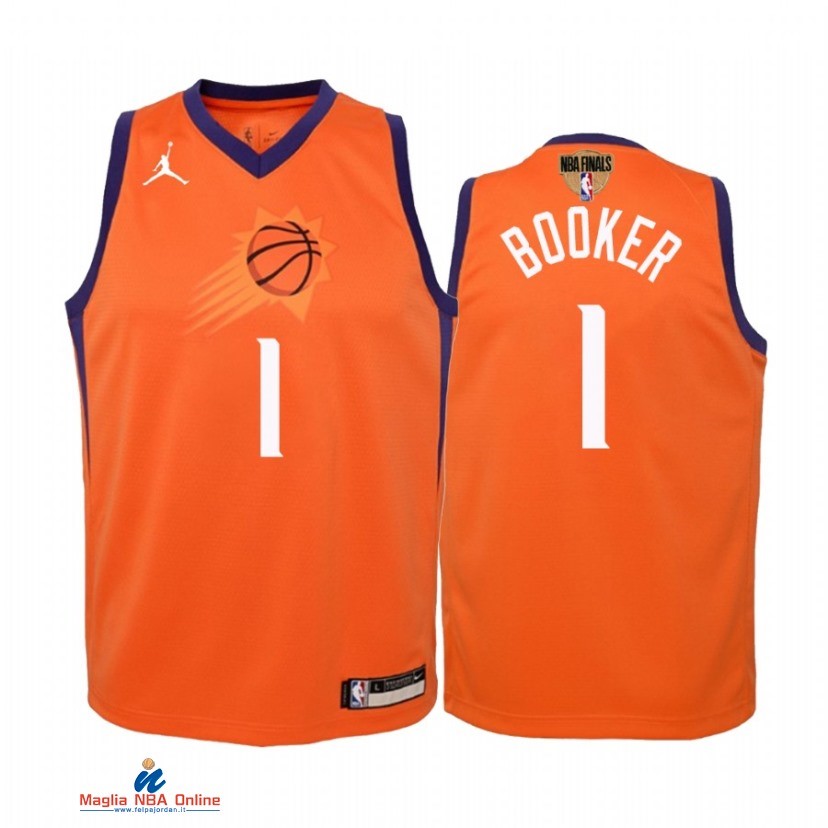 Maglia NBA Bambino Phoenix Suns NO.1 Devin Booker Arancia Statement 2021