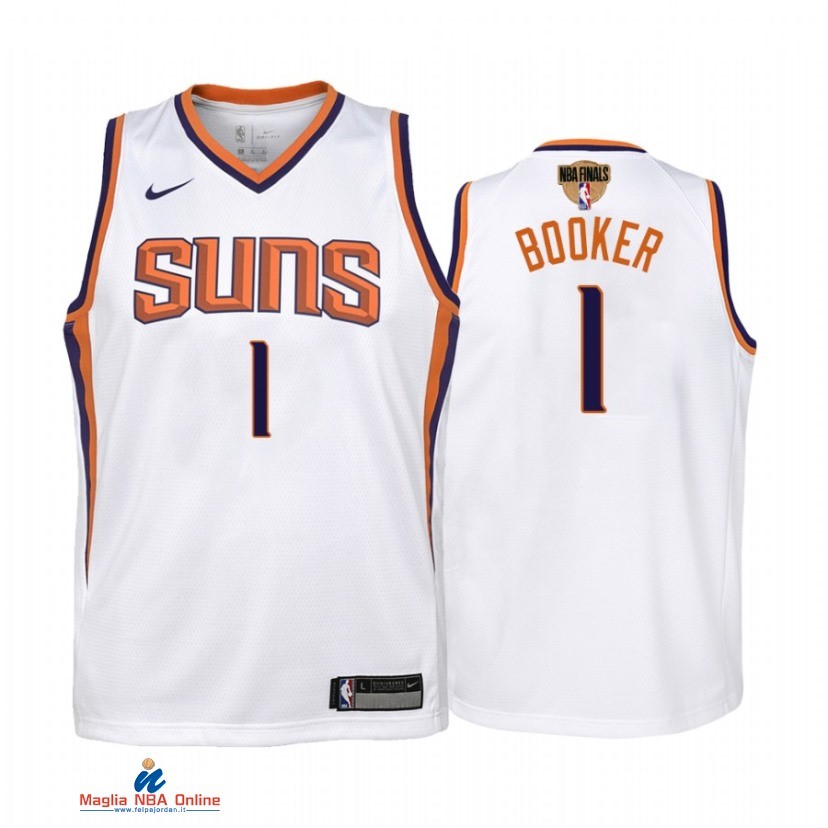Maglia NBA Bambino Phoenix Suns NO.1 Devin Booker Bianco Association 2021