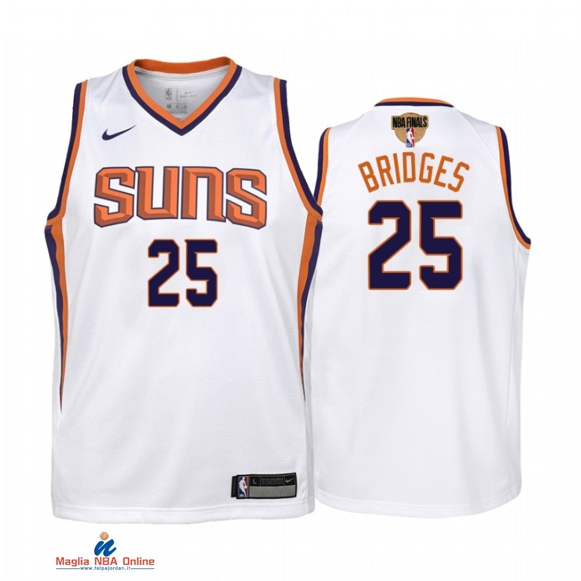 Maglia NBA Bambino Phoenix Suns NO.25 Mikal Bridges Bianco Association 2021