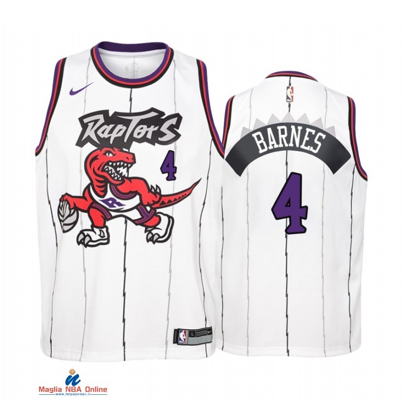 Maglia NBA Bambino Toronto Raptors NO.4 Scottie Barnes Bianco 2021